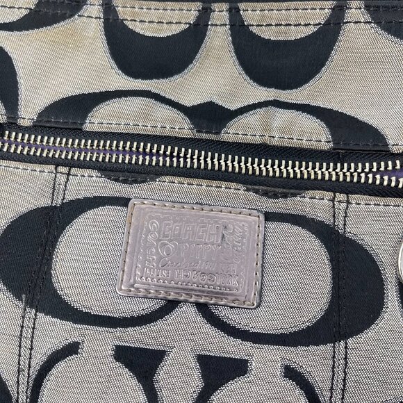 Coach Poppy Signature Crossbody / Shoulder Bag / Purse Black Silver J1163-18135 - Picture 2 of 11